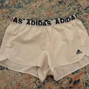 adidas White Shorts with Black Branded Waistband